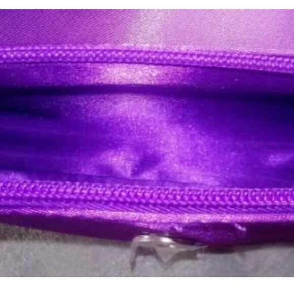 YOUNLOVE Purple Small Makeup Bag Purse Long Strap Clutch Pocketbook 8 x 5 in - Picture 2 of 6